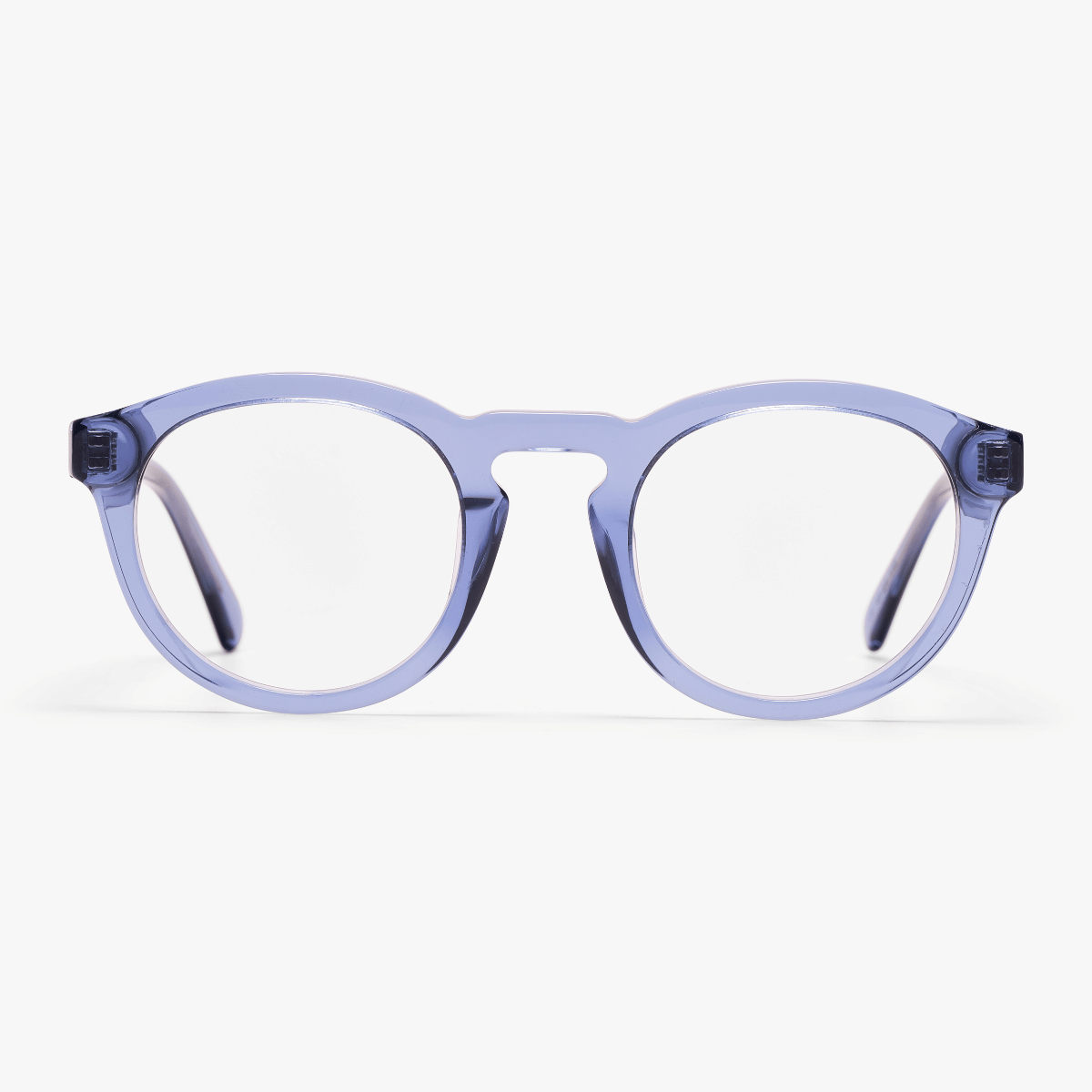 Luxreaders stylish Men's Gråsten Crystal Blue Reading glasses. Made from Bio-acetate in a Round shape.