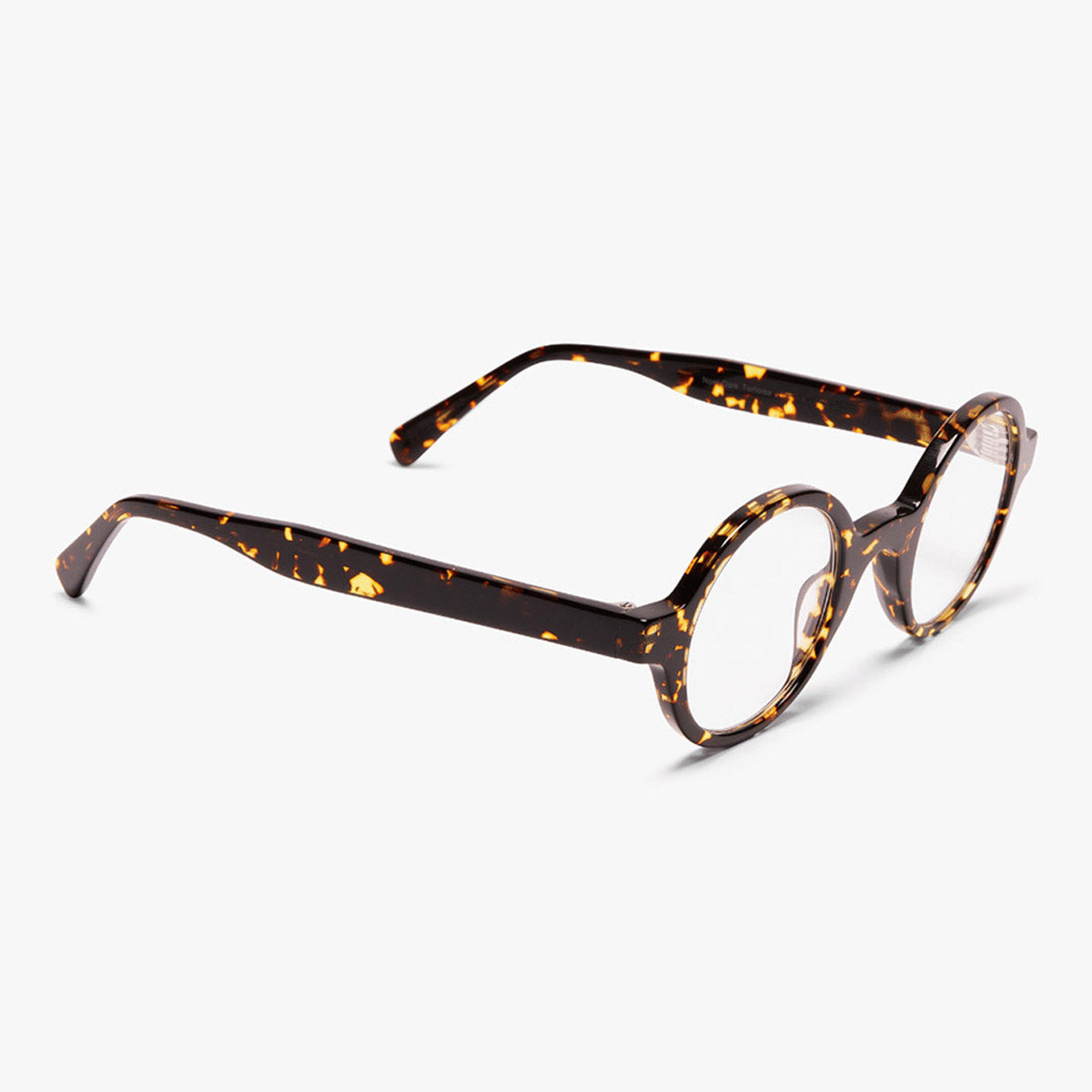 Luxreaders stylish Tórshavn Dark Turtle Reading glasses. Made from Bio-acetate in a Round shape.