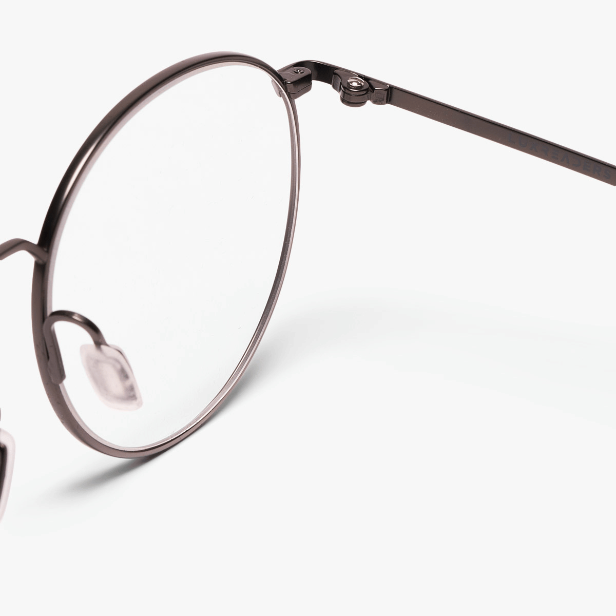 Luxreaders stylish Silkeborg Gun Reading glasses. Made from Titanium in a Square shape.