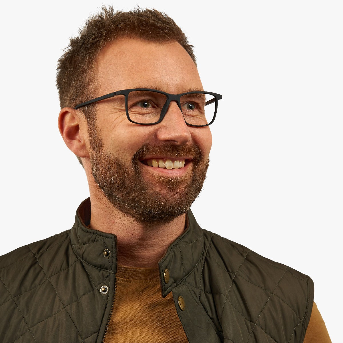 Luxreaders stylish Men's København Black Reading glasses. Made from Rubber in a Square shape.