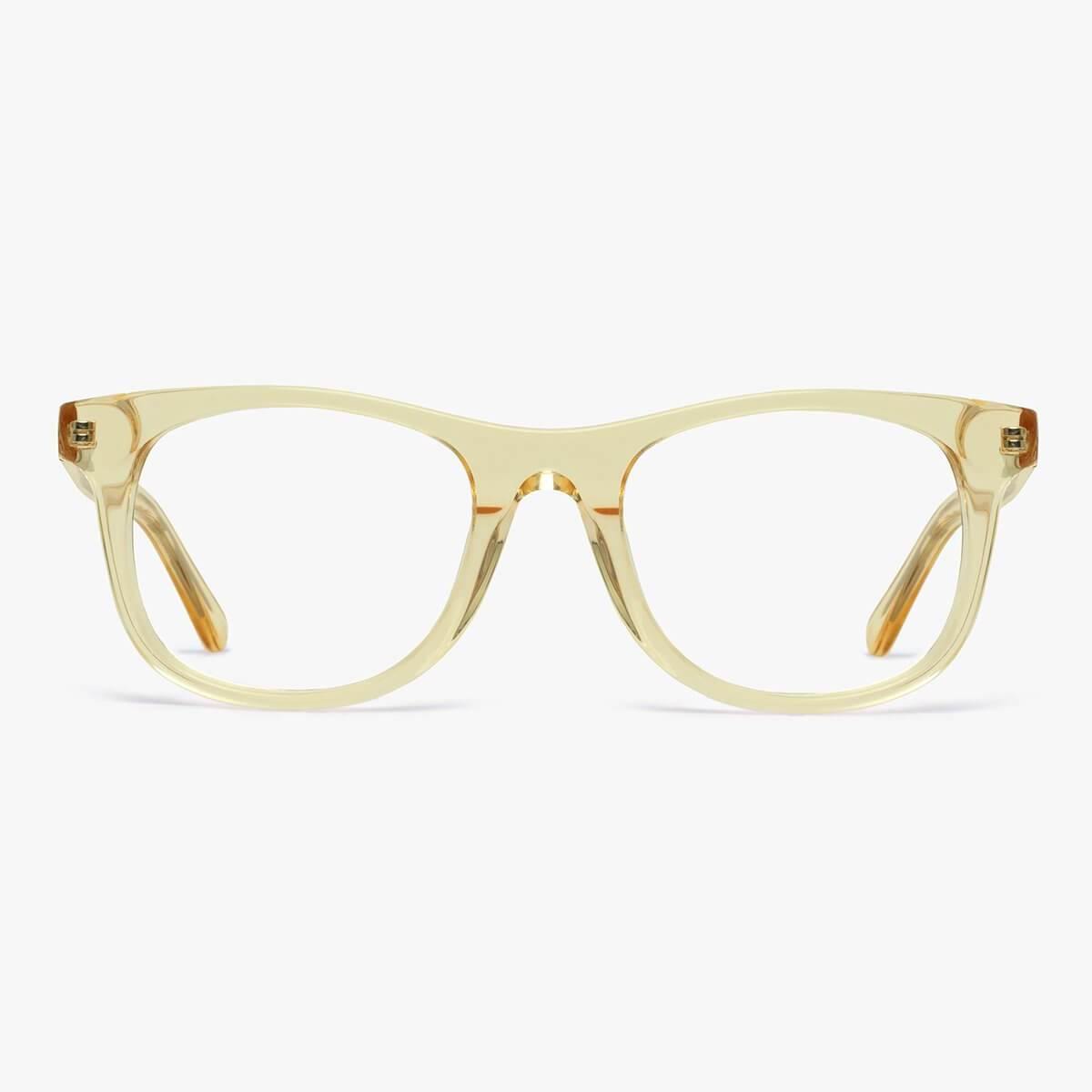 Luxreaders stylish Women's Malmö Crystal Lemon Reading glasses. Made from Acetate in a Square shape.