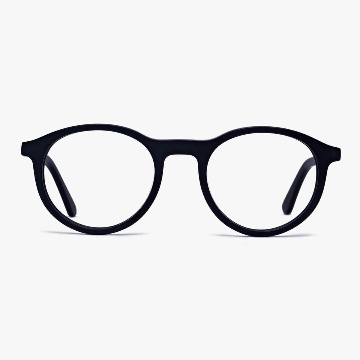 Luxreaders stylish Women's Løkken Black Reading glasses. Made from Acetate in a Round shape.