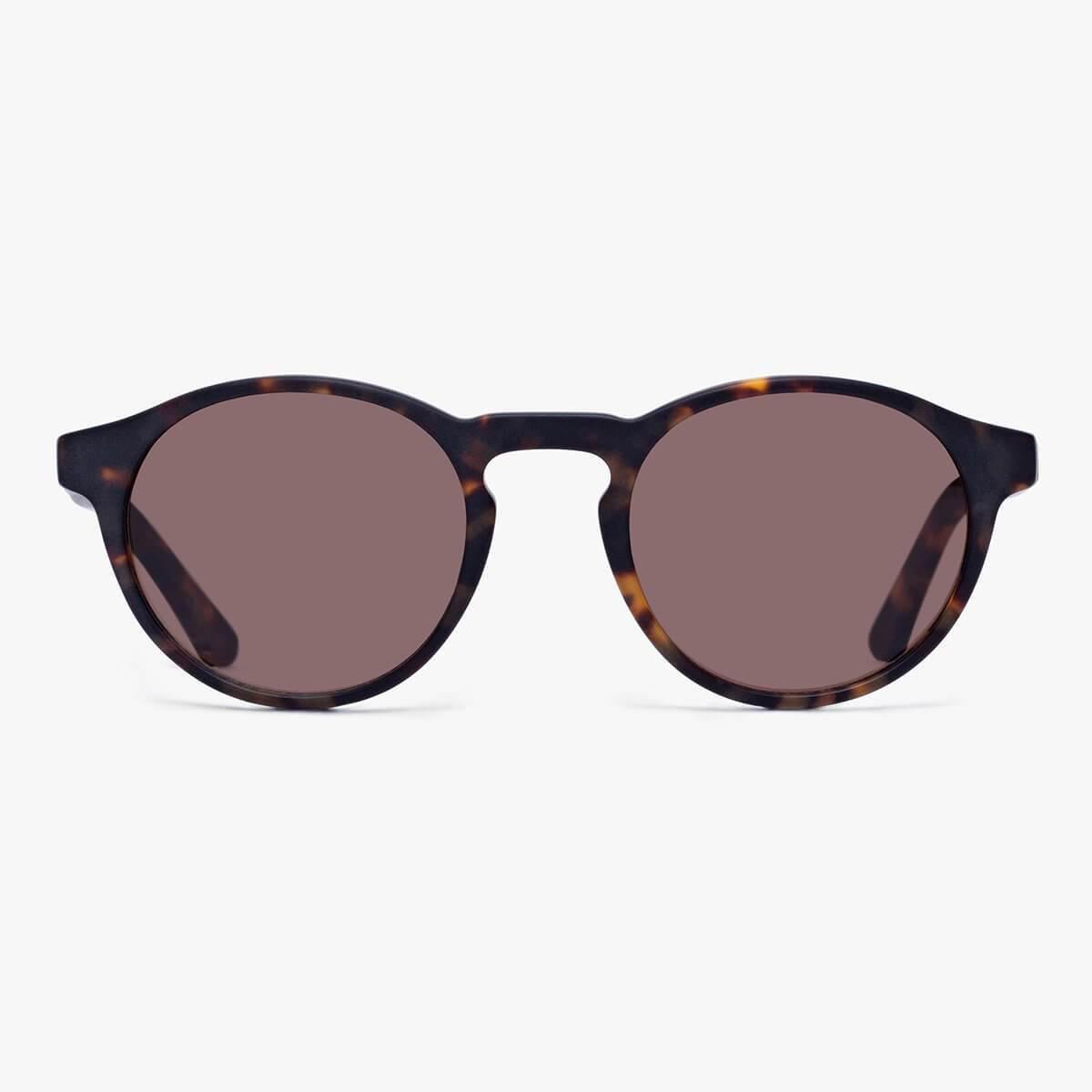 Luxreaders stylish Trondheim Dark Turtle Sunglasses. Made from Acetate in a Round shape.