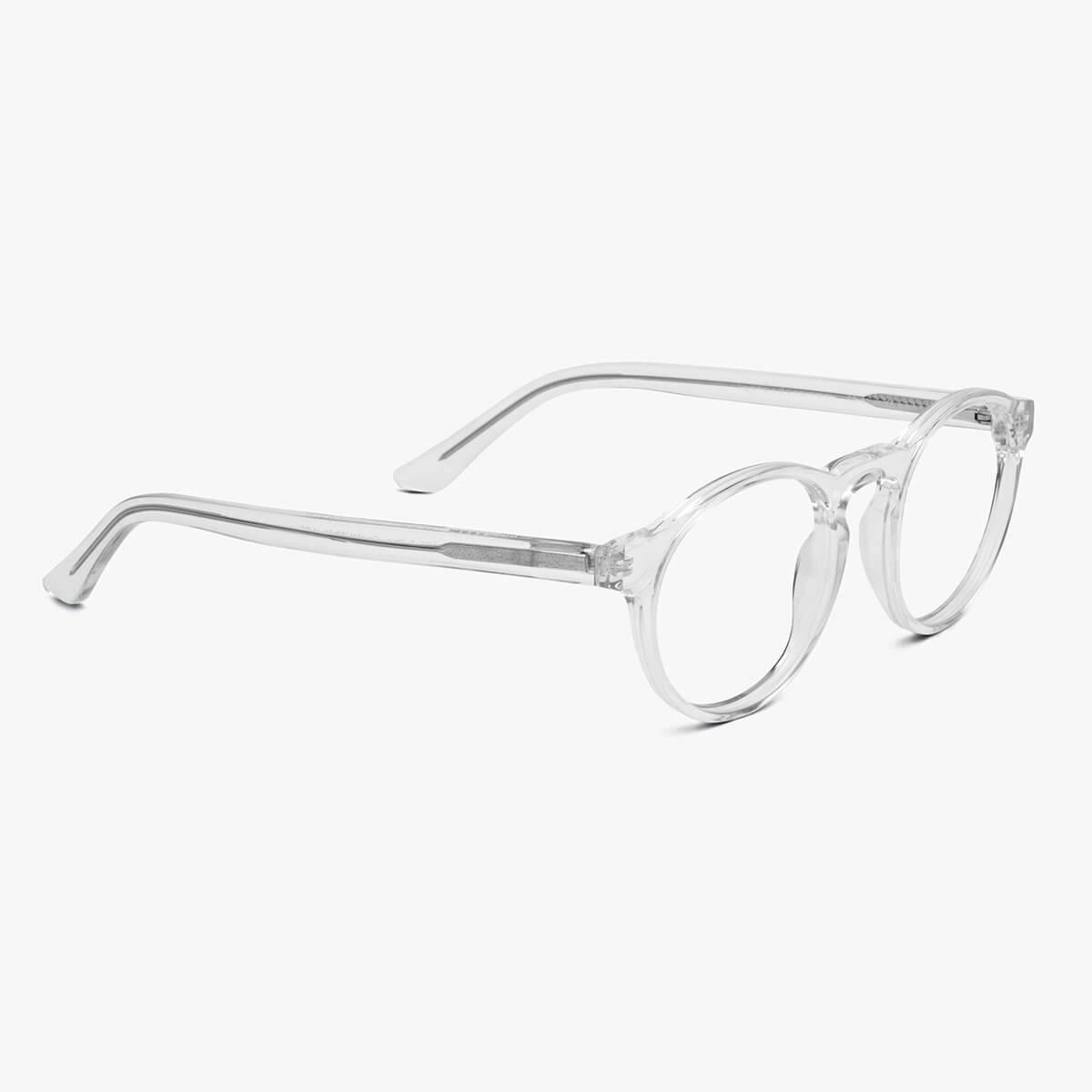Luxreaders stylish Women's Trondheim Crystal White Reading glasses. Made from Acetate in a Round shape.