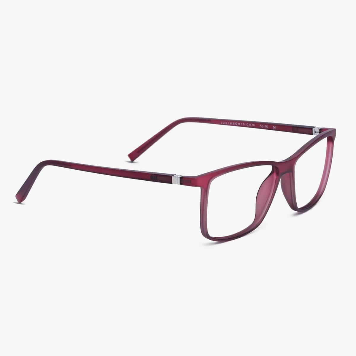 Luxreaders stylish København Red Reading glasses. Made from Rubber in a Square shape.