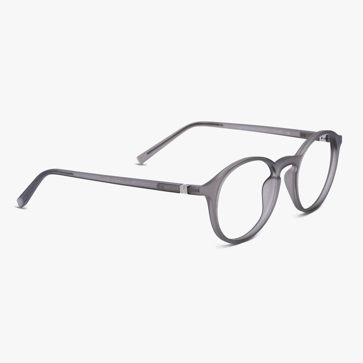 Luxreaders stylish Læsø Grey Reading glasses. Made from Rubber in a Round shape.