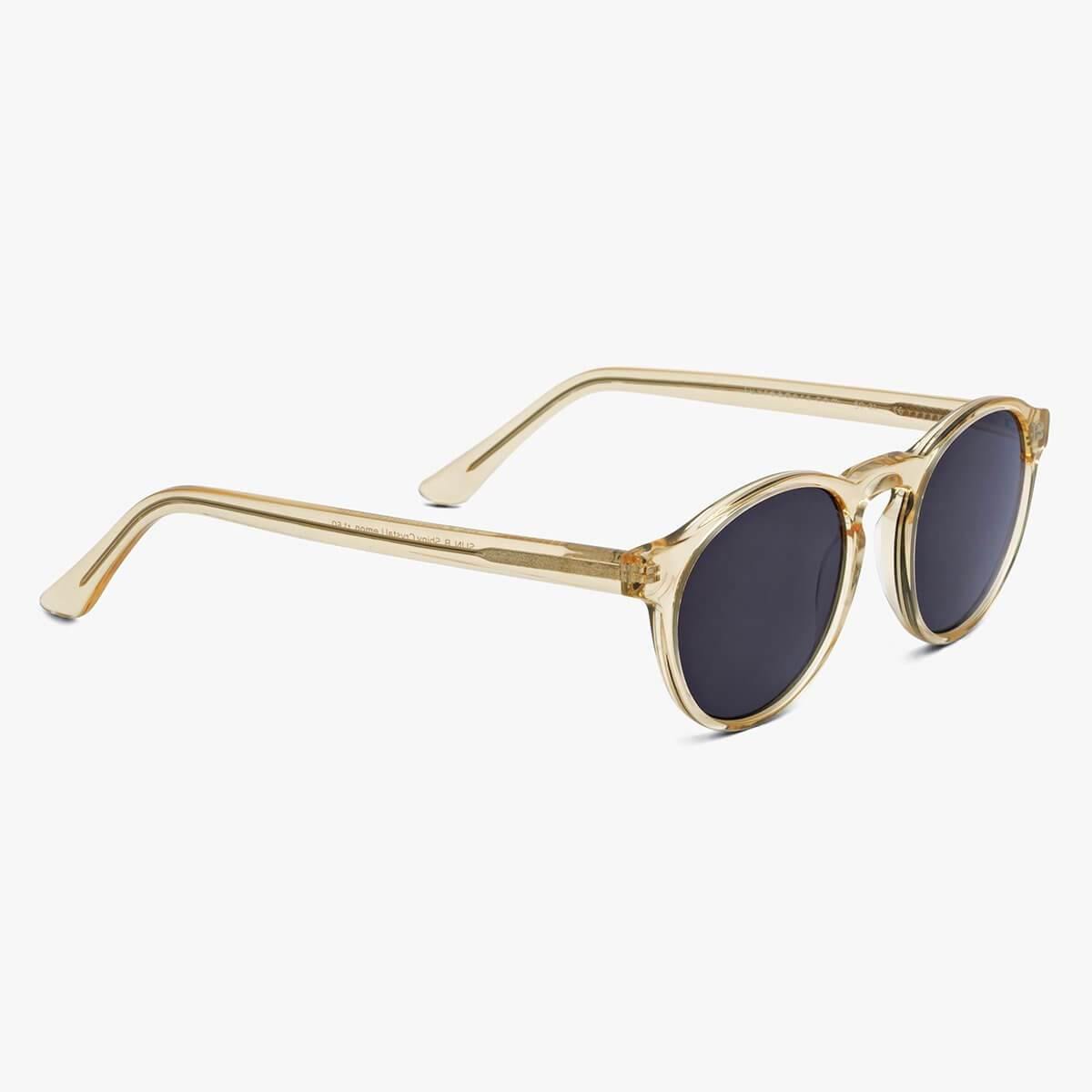 Luxreaders stylish Trondheim Crystal Lemon Sunglasses. Made from Acetate in a Round shape.