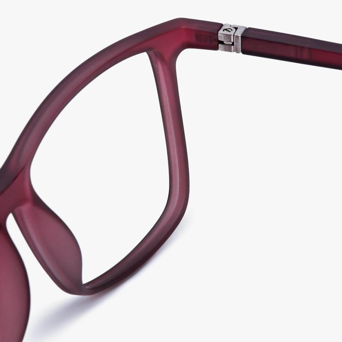 Luxreaders stylish Women's København Red Reading glasses. Made from Rubber in a Square shape.