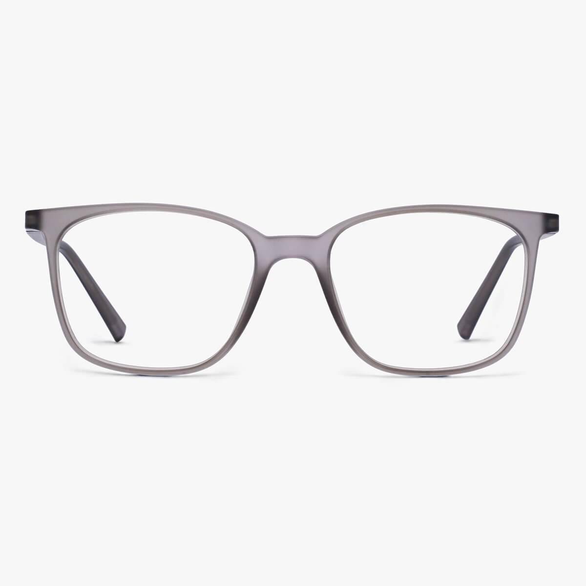 Fyn Grey rectangular reading glasses with matte grey frames