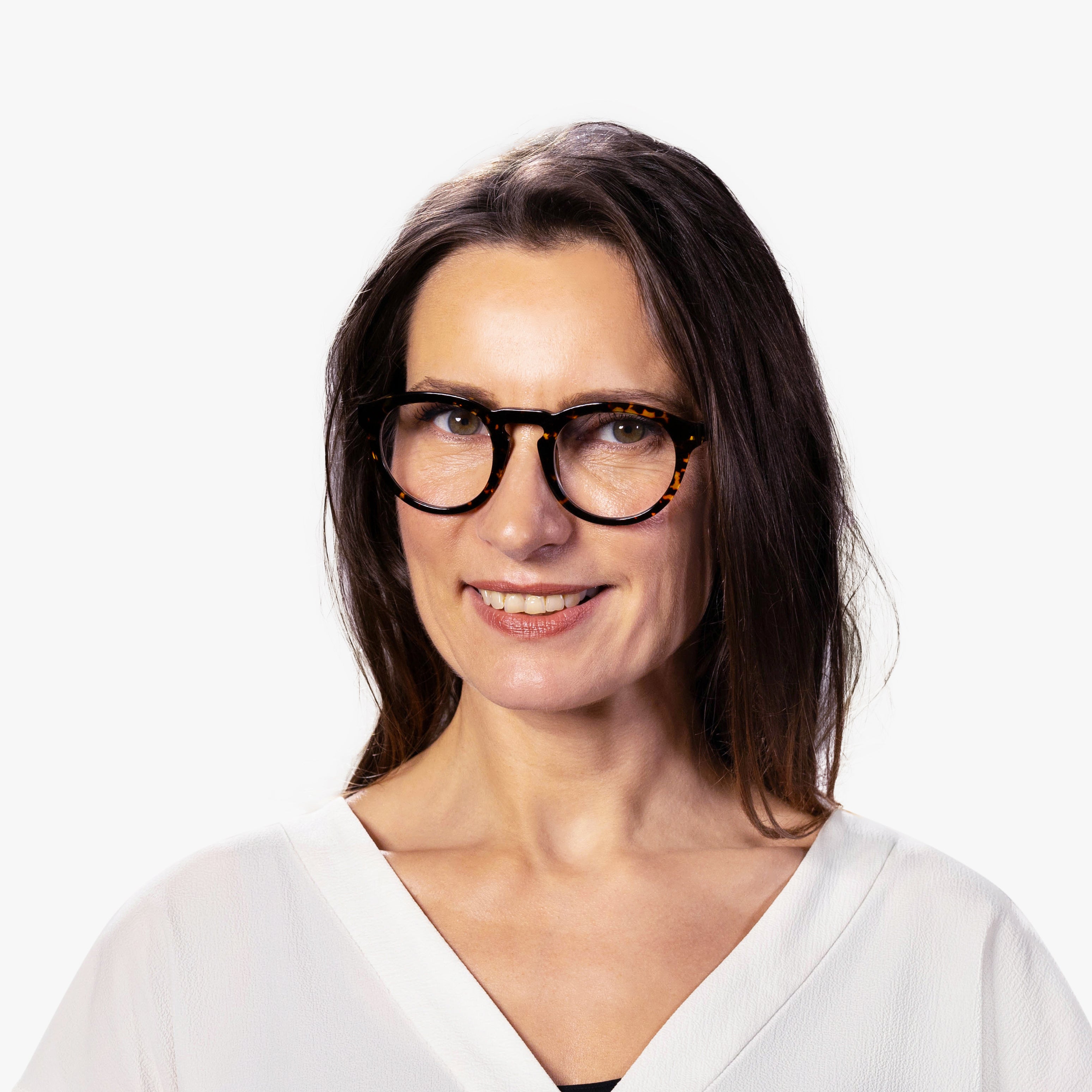Person wearing Gråsten Dark Turtle glasses