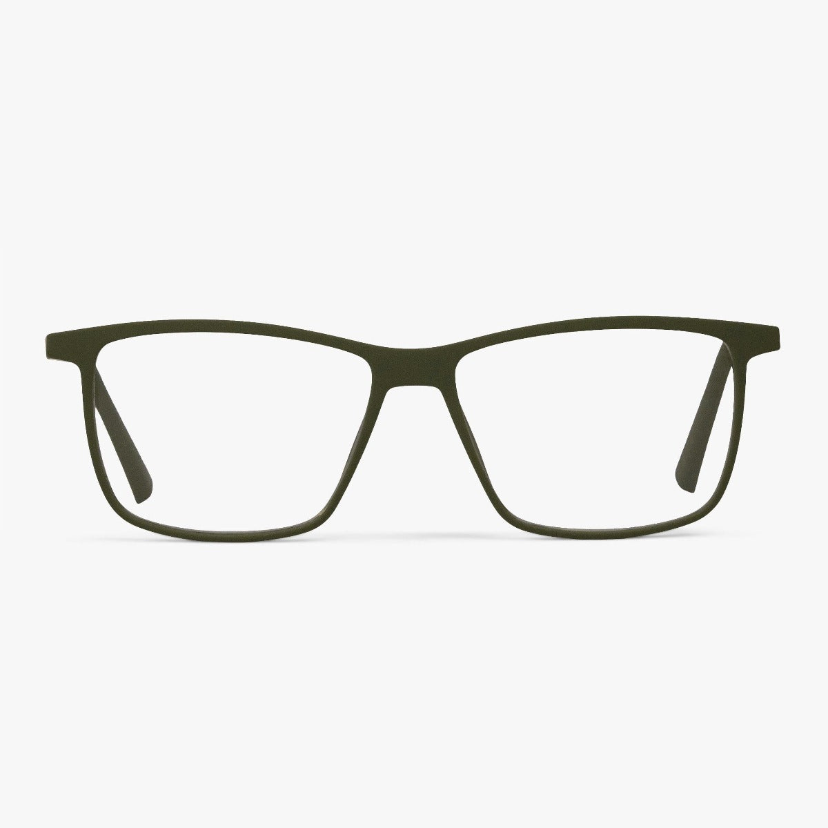 Luxreaders stylish København Dark Army Reading glasses. Made from Rubber in a Square shape.