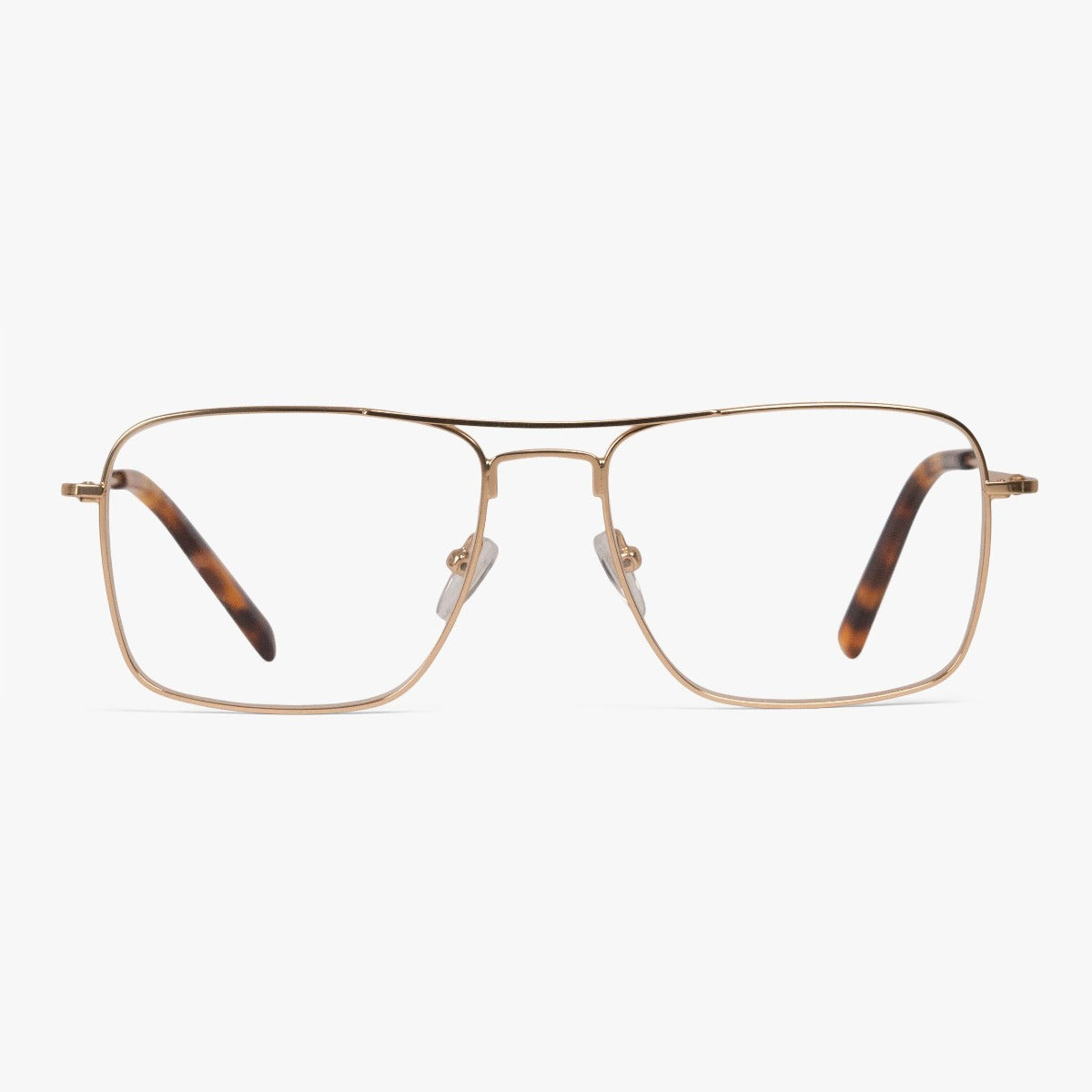 Lidköping Gold rectangular glasses with gold frame and tortoiseshell temples