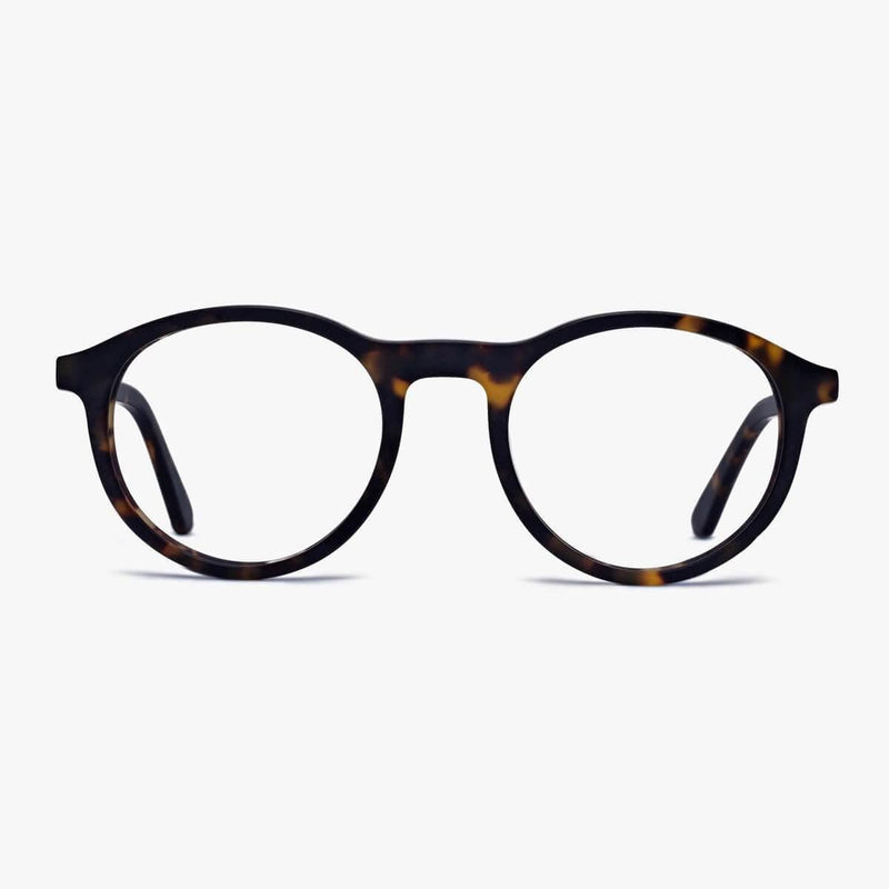 Løkken Dark Turtle reading glasses with round tortoiseshell frame