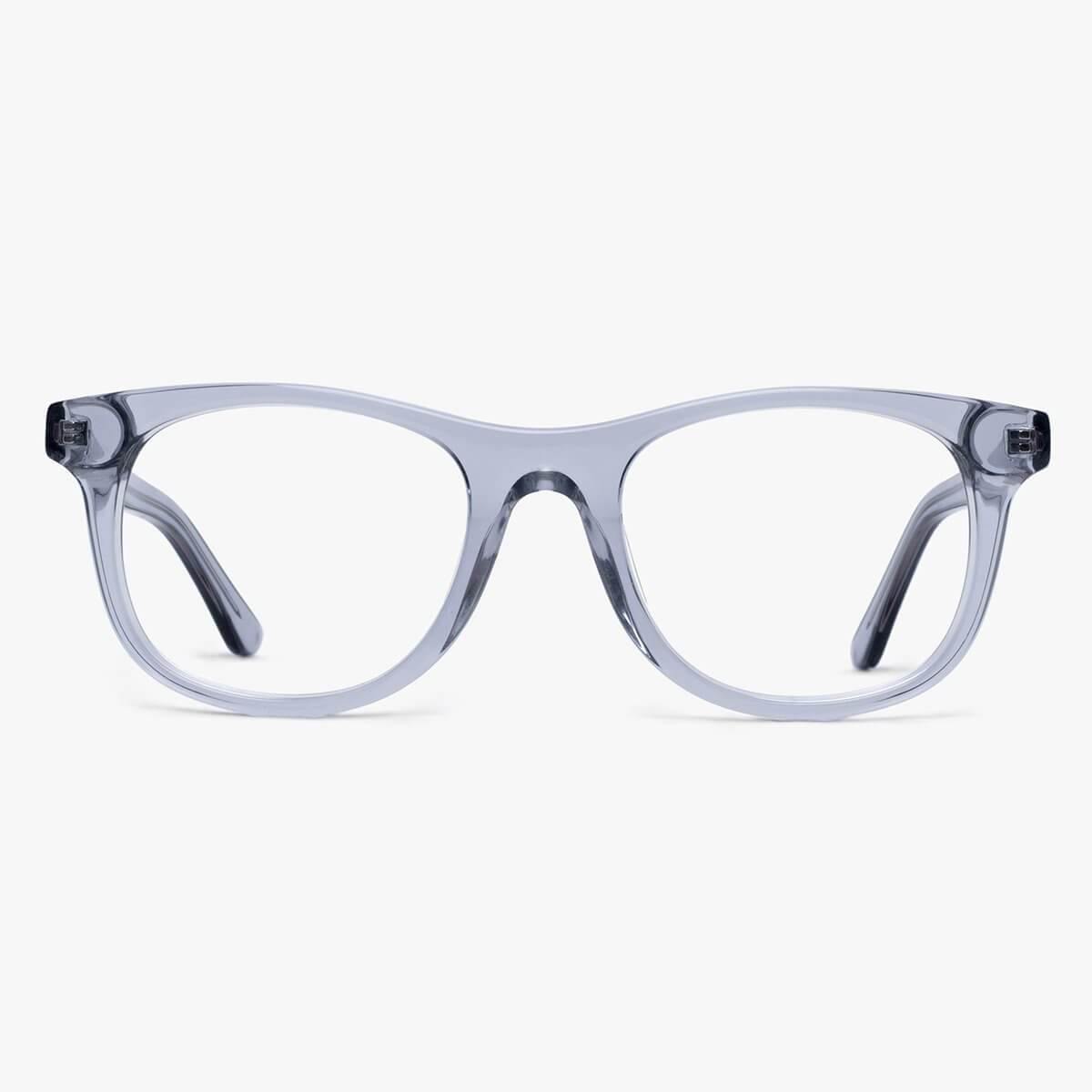 Crystal grey eyeglasses with a sleek design and transparent frame