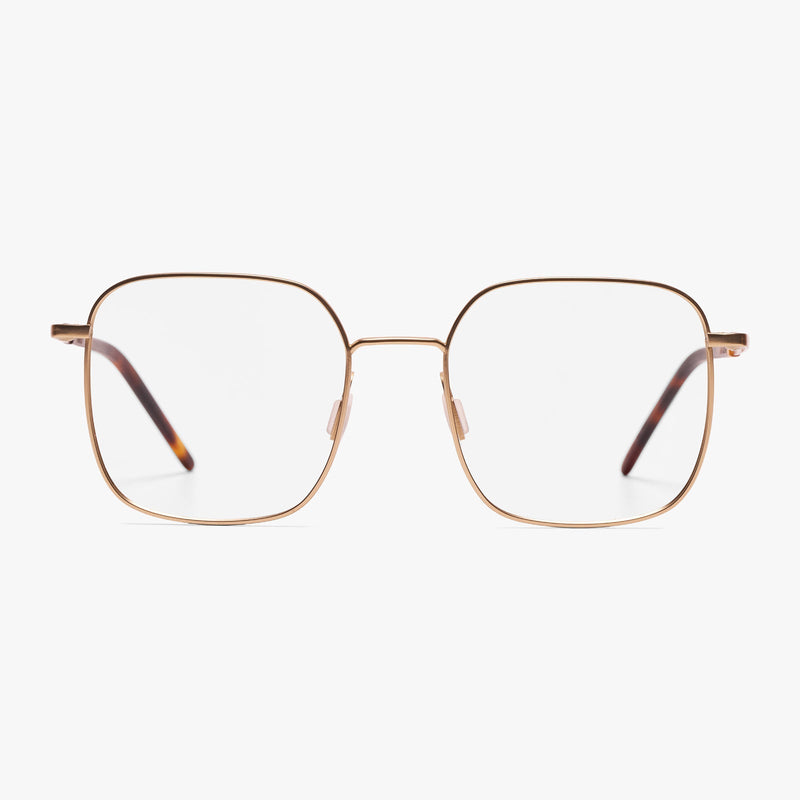 Men's Båstad Gold square reading glasses with thin gold frame