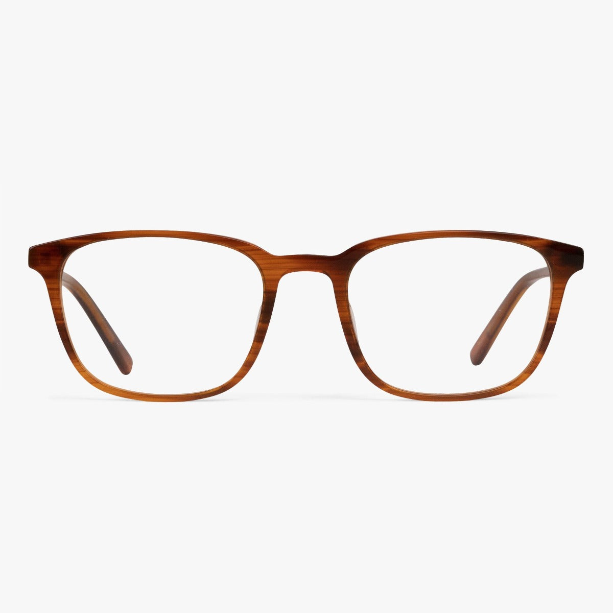 Men's Ebeltoft Shiny Walnut reading glasses with a glossy brown frame