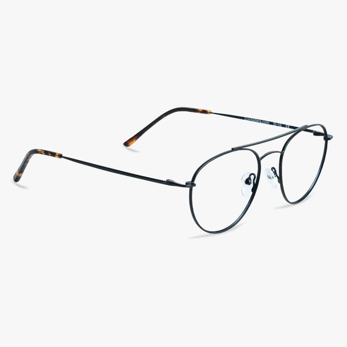 Men's Göteborg black round glasses with thin metal frame and clear lenses