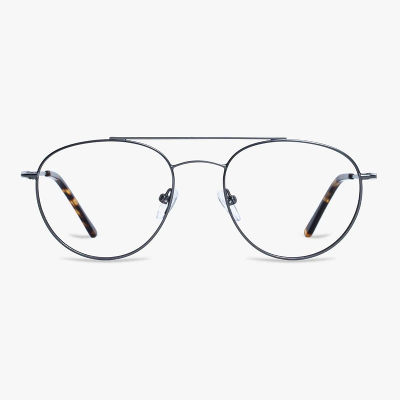 Men's Göteborg Gun glasses with thin metal aviator frame and tortoiseshell temples