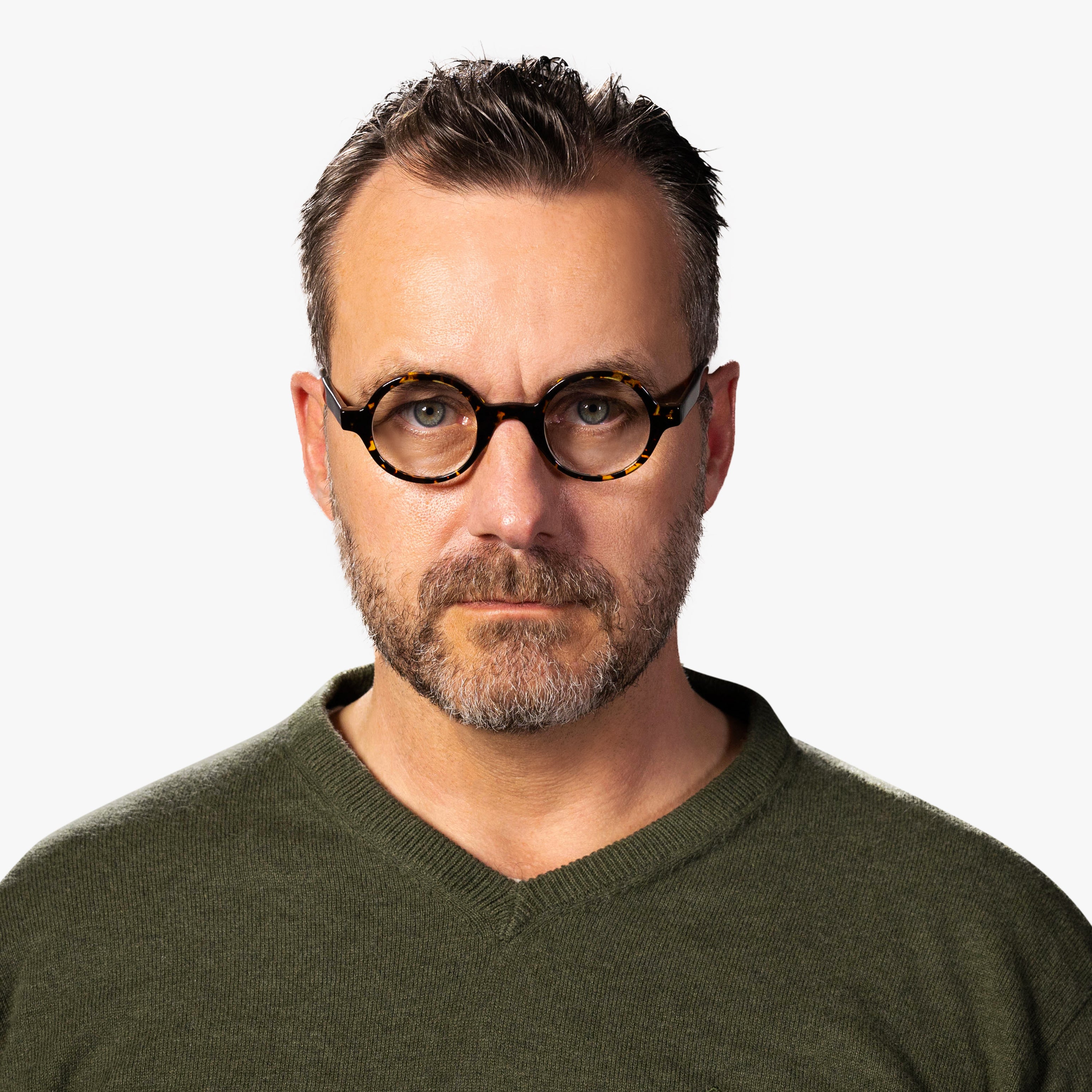 Person wearing Men's Tórshavn Dark Turtle glasses