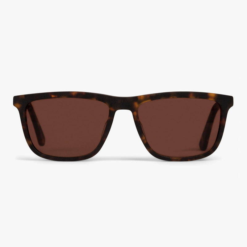 Tortoise square sunglasses with brown lenses