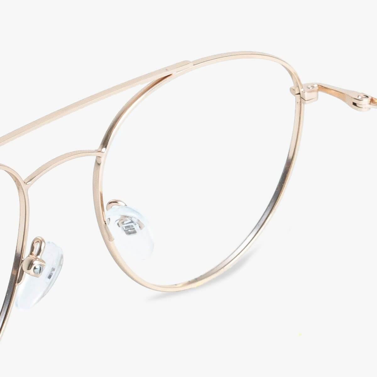 Luxreaders stylish Women's Göteborg Gold Reading glasses. Made from Stainless steel in a Round shape.