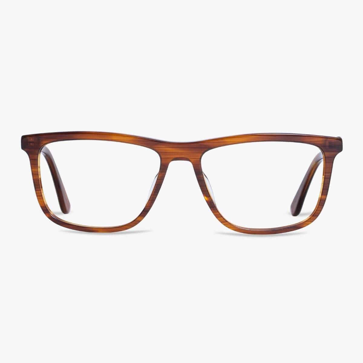 Luxreaders stylish Men's Oslo Shiny Walnut Reading glasses. Made from Acetate in a Square shape.