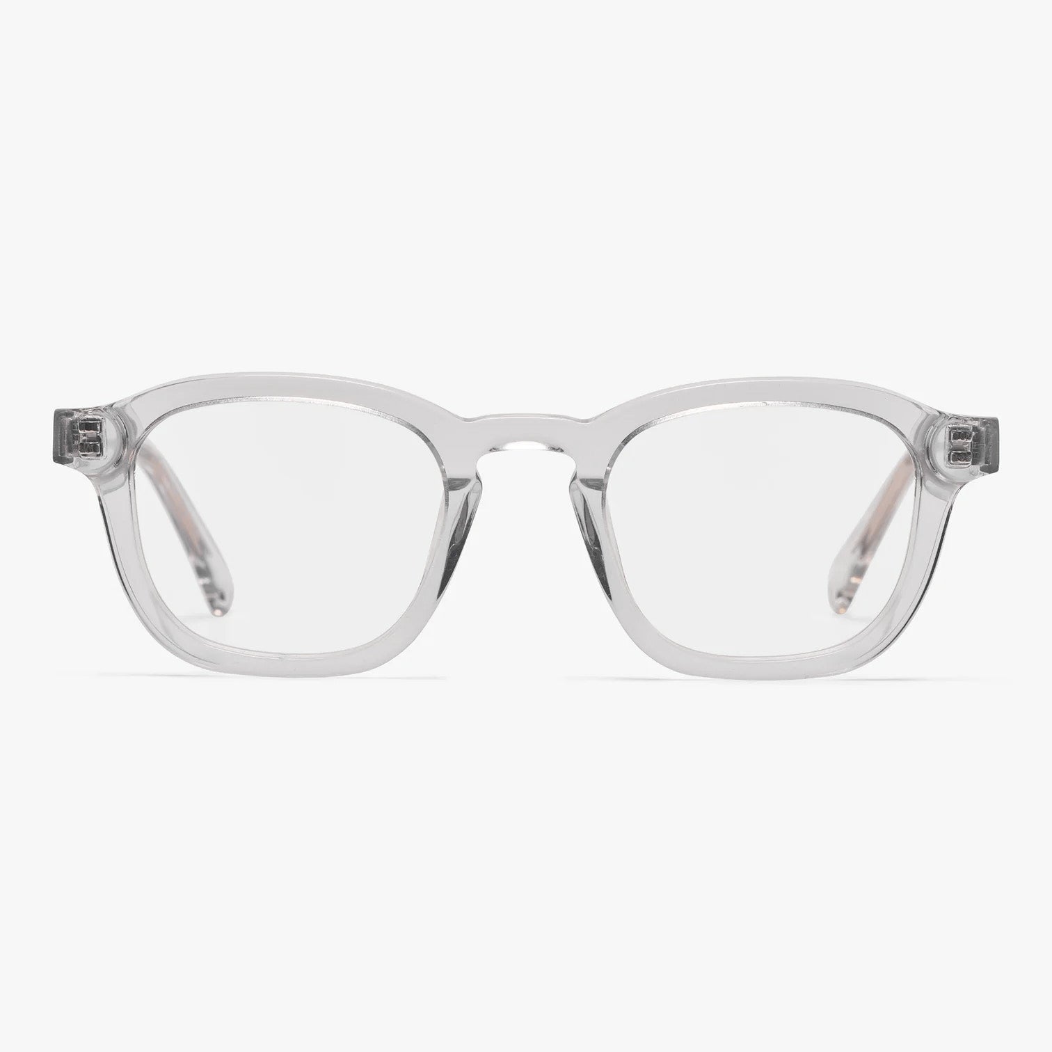 Rectangular crystal white reading glasses with clear frames