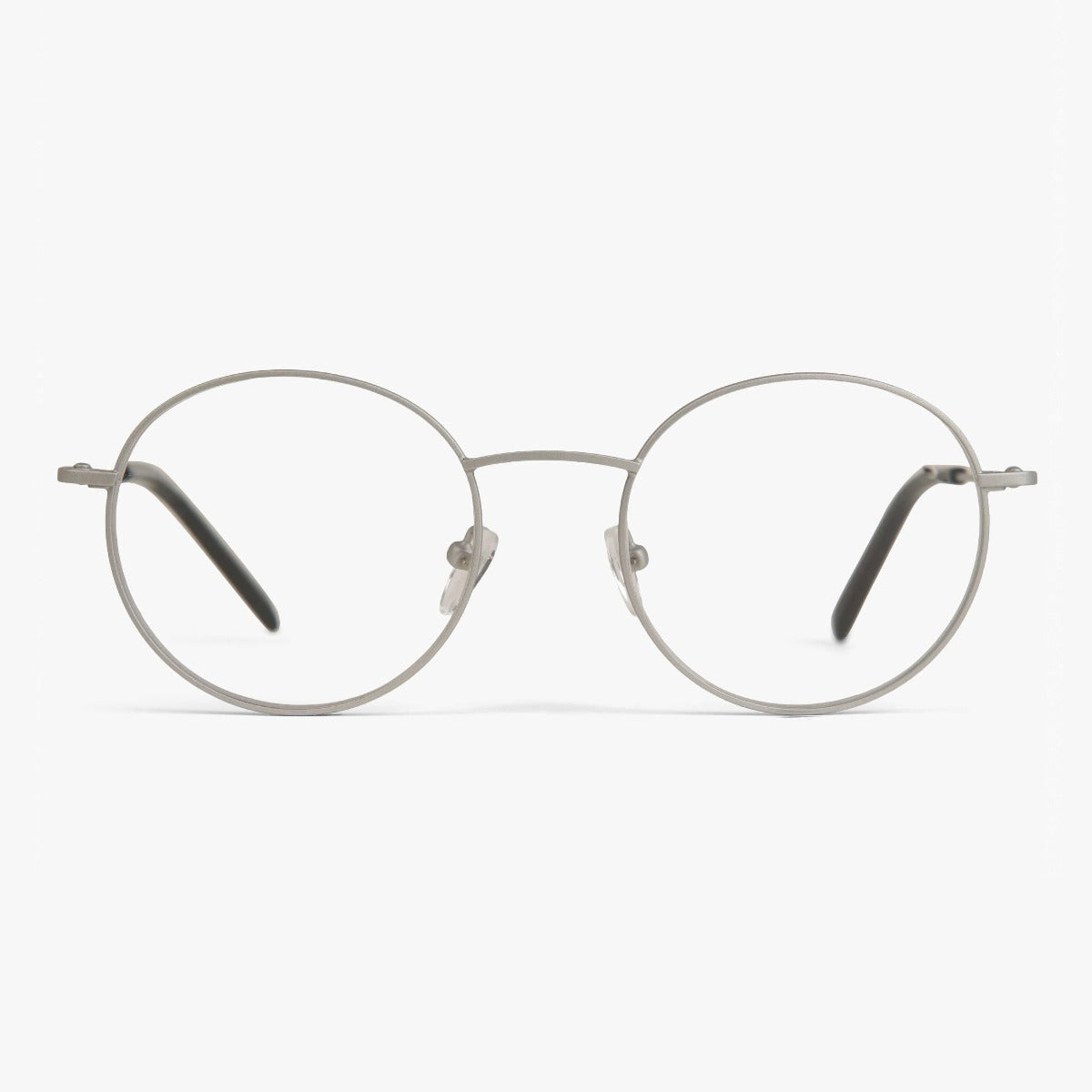 Round steel reading glasses with a minimalist design