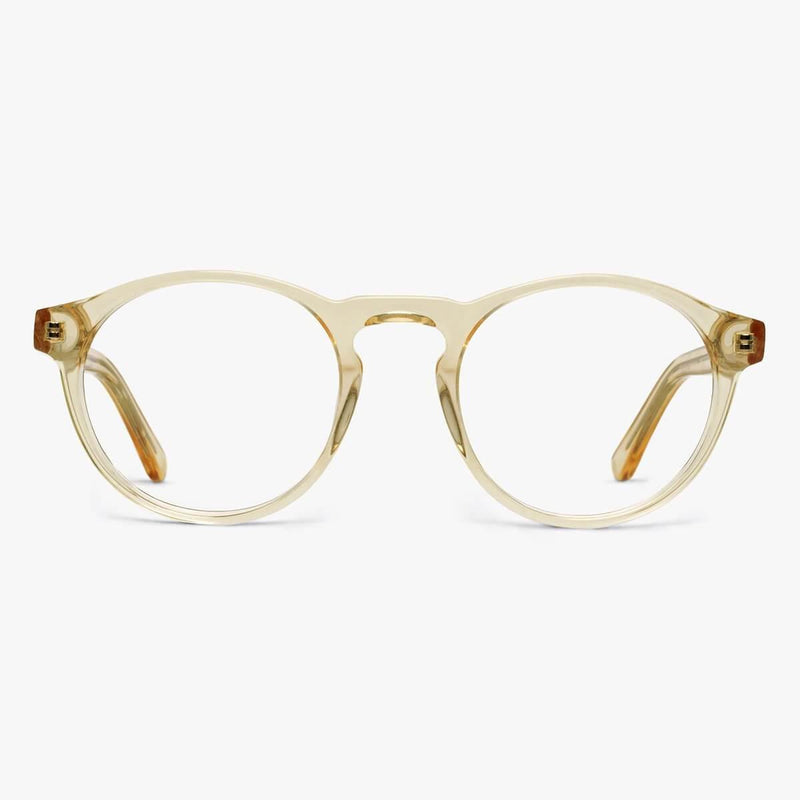 Round crystal lemon glasses with clear temples