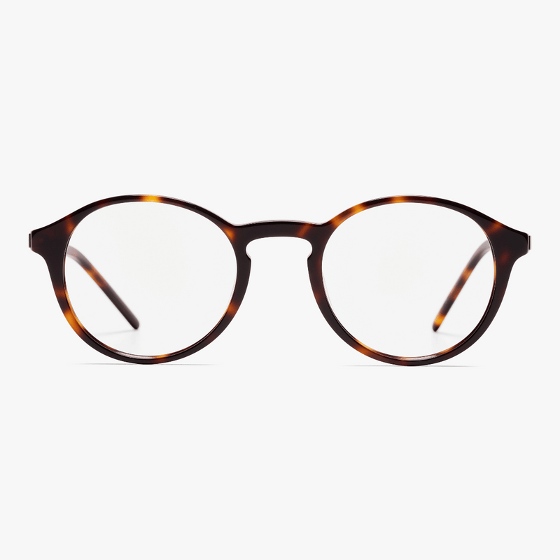 Tortoise round reading glasses front view