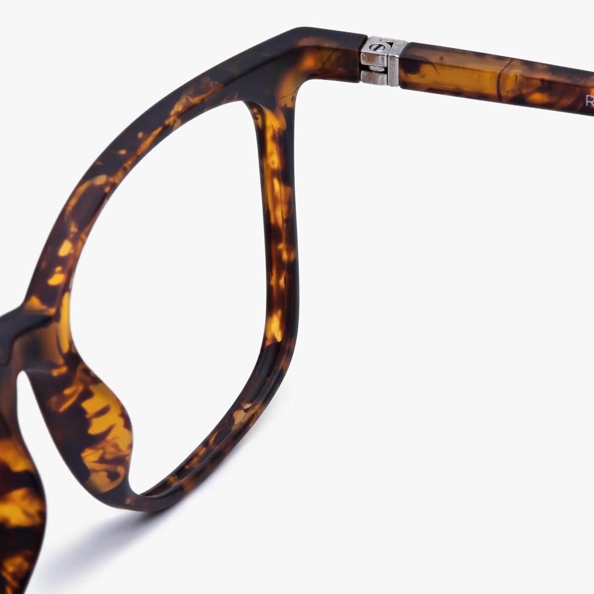 Close-up of tortoiseshell glasses frame from Luxreaders