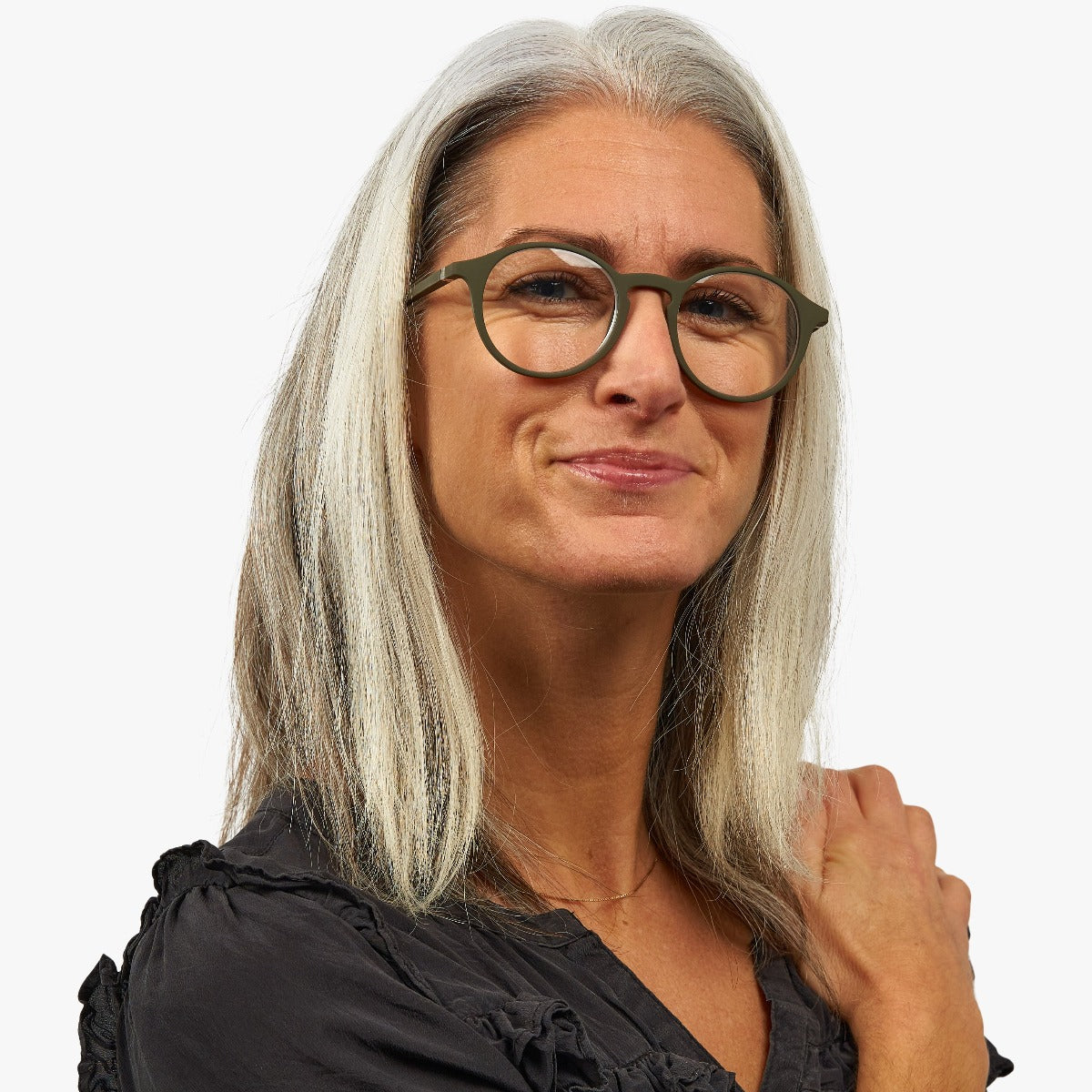 Person wearing Læsø Dark Army glasses