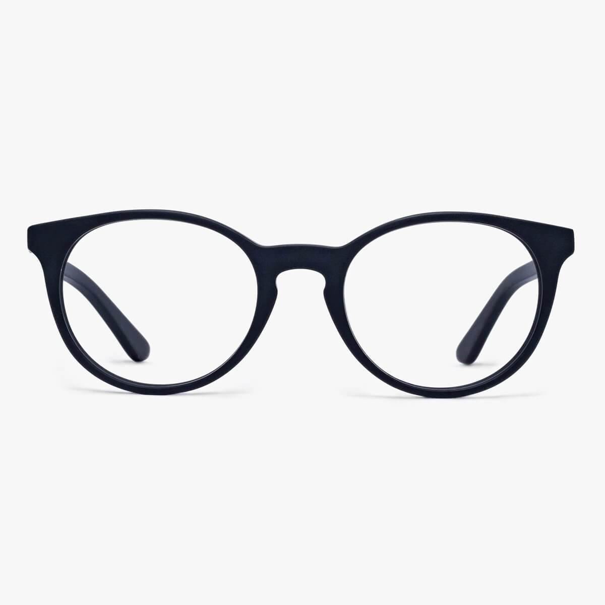 Women's Örebro black round glasses with a sleek matte finish