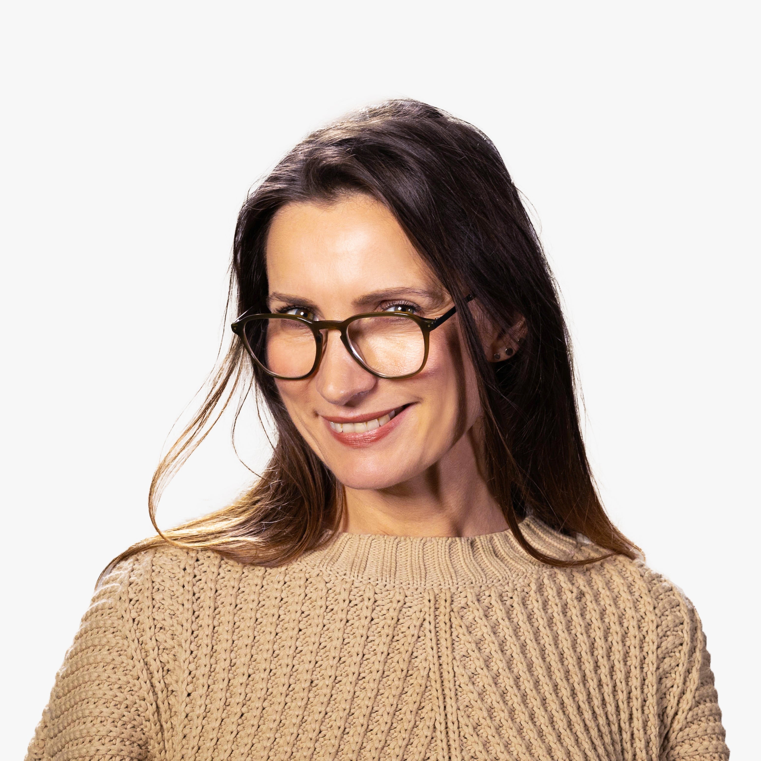 Person wearing Women's Rønne Shiny Olive glasses