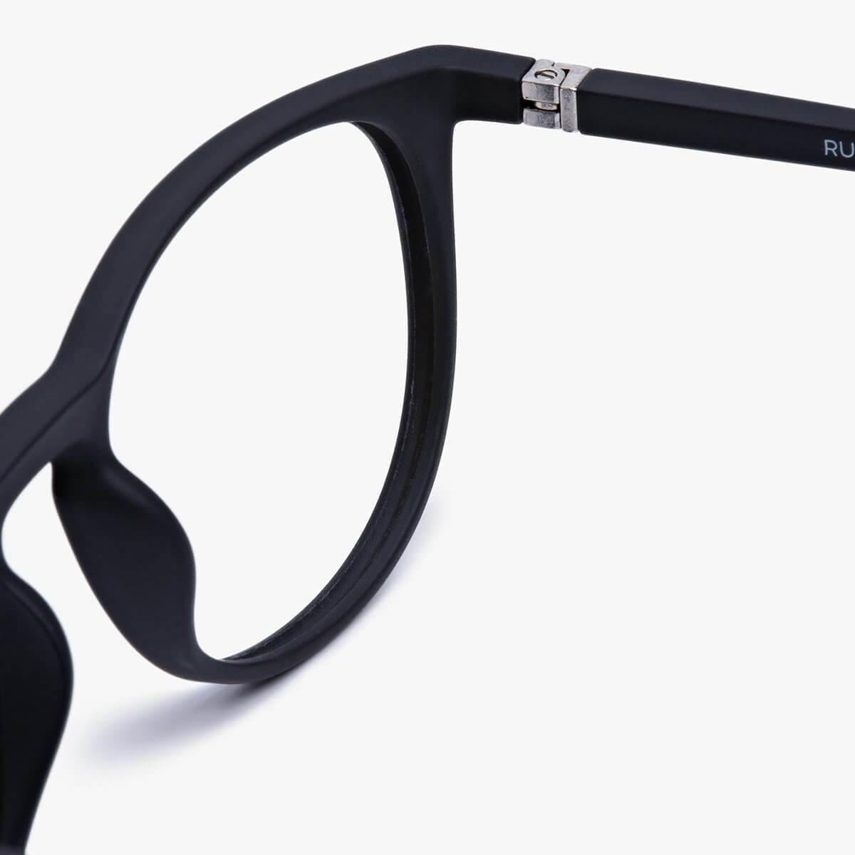 Close-up of Women's Stockholm black glasses with matte frame