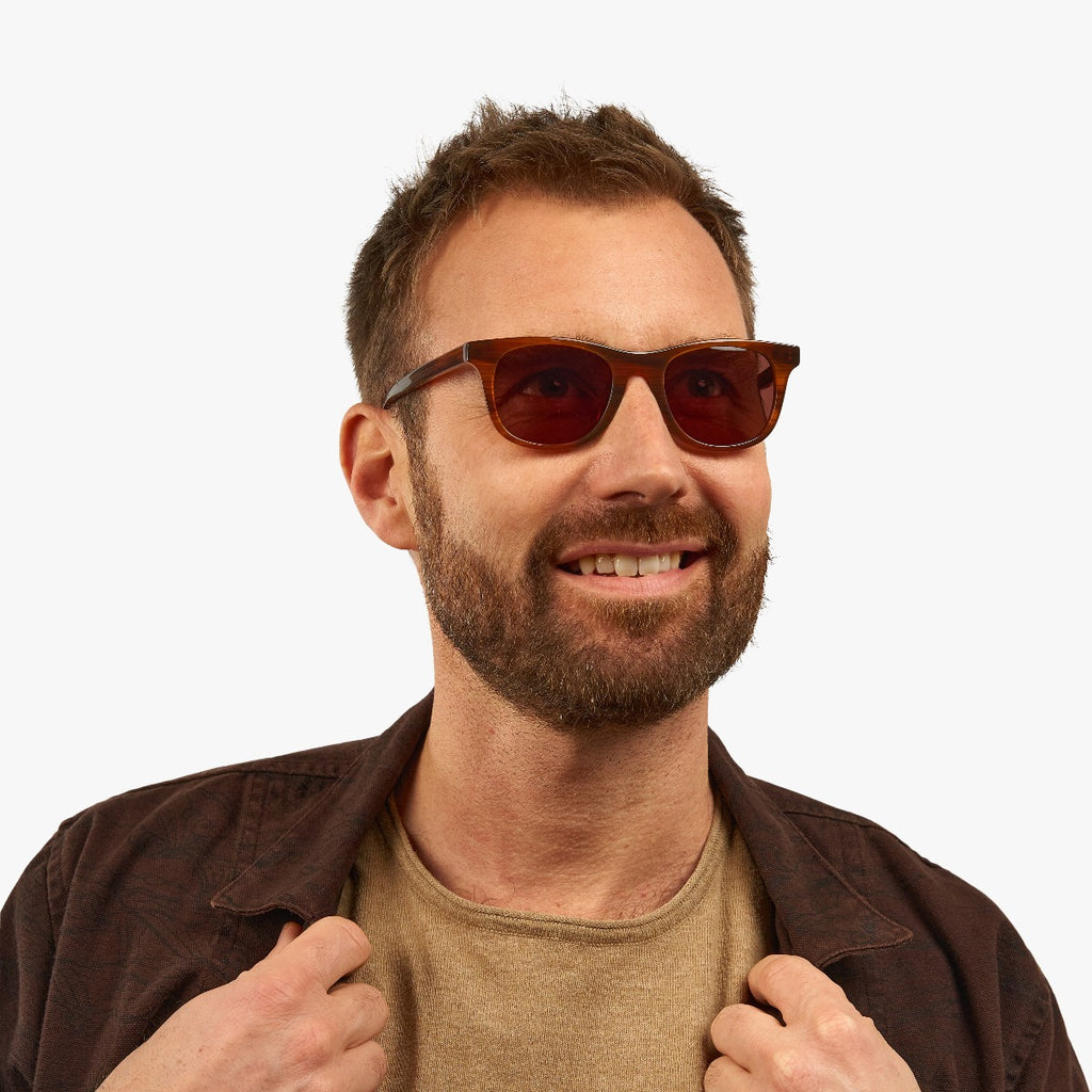 Men's Evans Shiny Walnut Sunglasses - Luxreaders.com