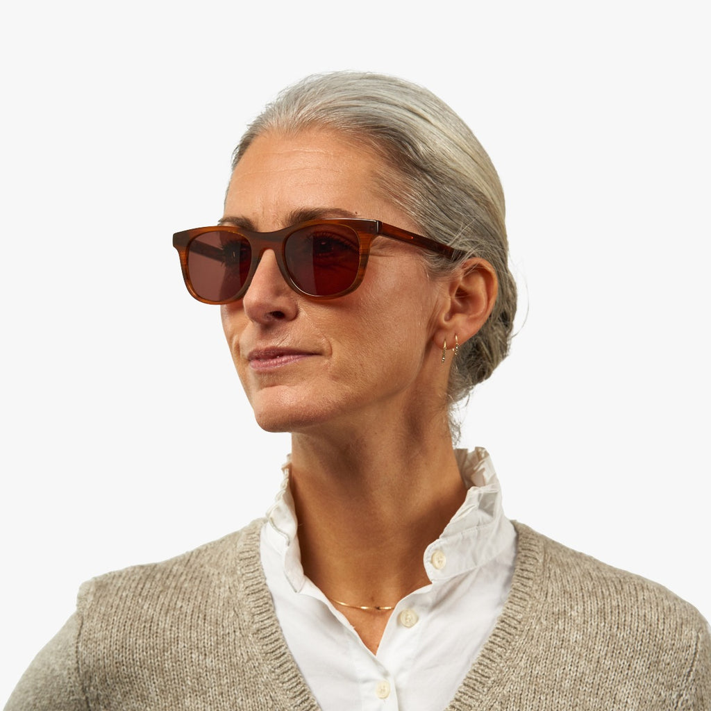 Women's Evans Shiny Walnut Sunglasses - Luxreaders.com