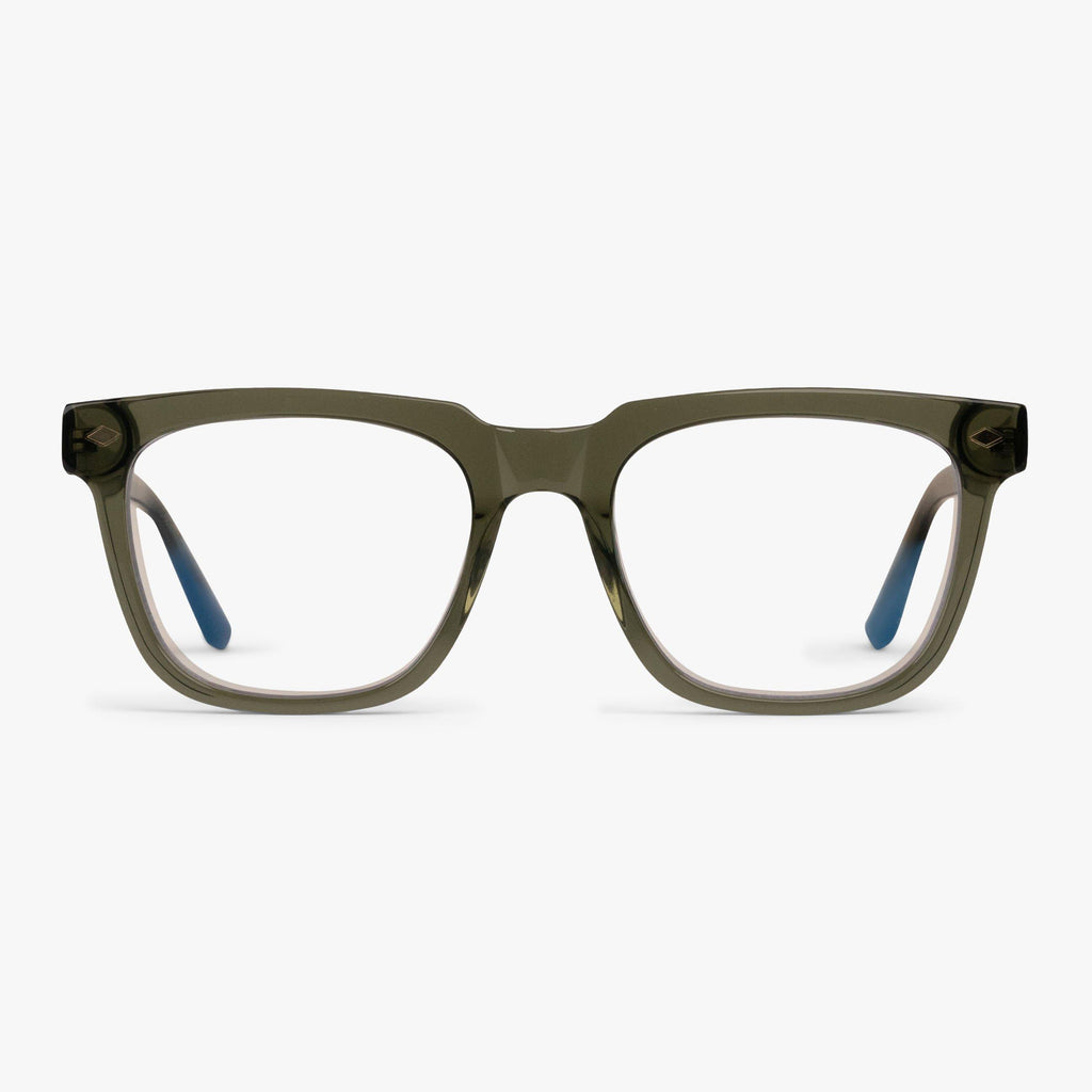 Buy Men's Davies Shiny Olive Blue light glasses - Luxreaders.com